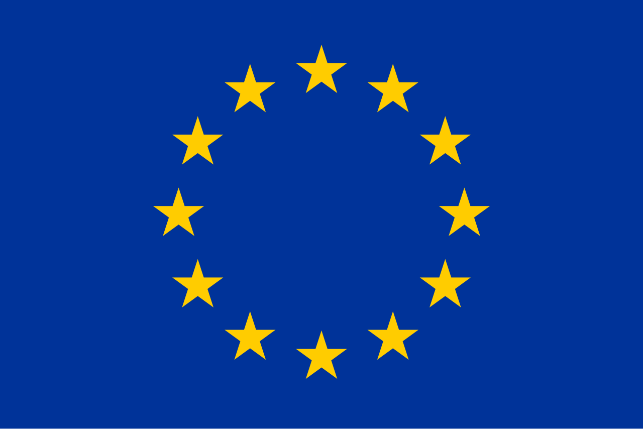 Douze étoiles jaunes en cercle sur le fond bleu du drapeau européen